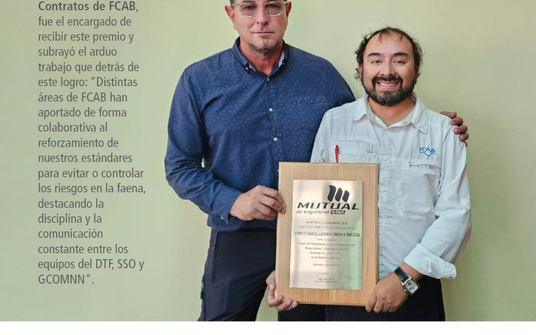 FCAB recibe premio por 6 años sin incidentes en Minera Zaldívar